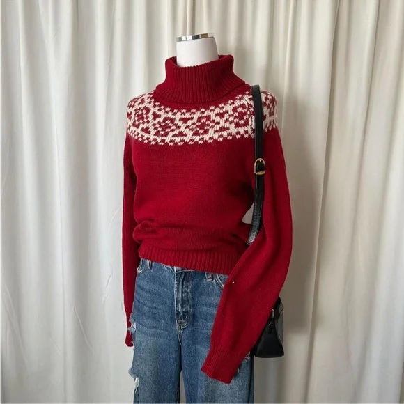 Talbots Fair Isle turtleneck sweater wool blend Medium Petite. - Picture 4 of 8